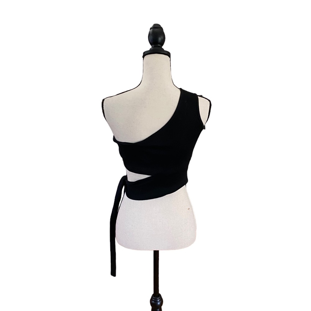 One Shoulder Tie Bottom Crop Top - Picture 3 of 3